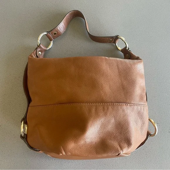 Michael Kors Tan Pebbled Leather Shoulder Bag w/ Gold MK Logo - Picture 3 of 6